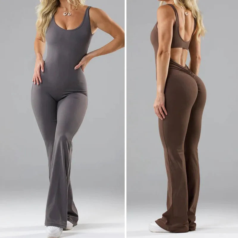 Scrunch Backless Seamless Flare Jumpsuit