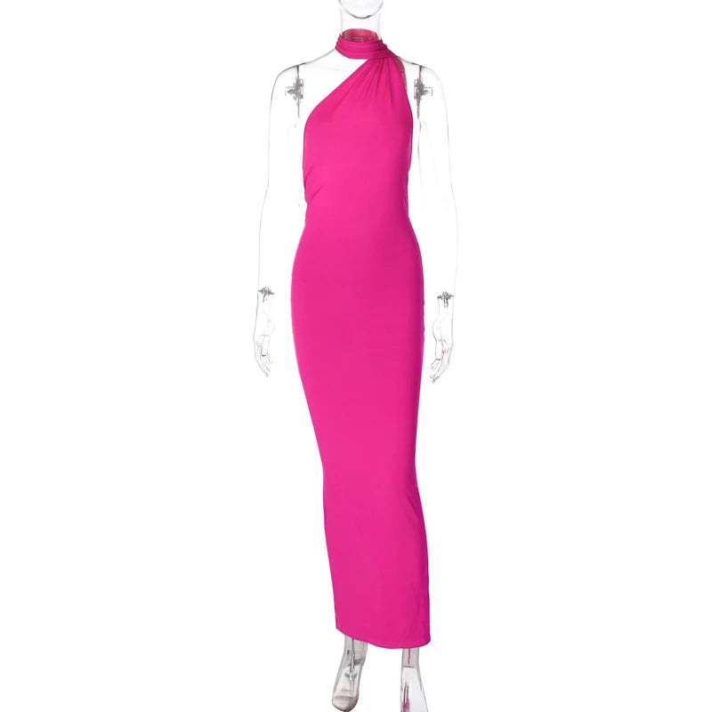 Backless Scrunch Adjustable Shoulder Scarf Dress
