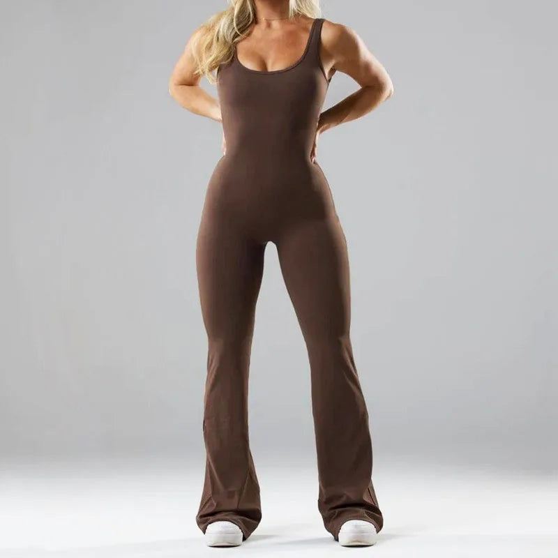 Scrunch Backless Seamless Flare Jumpsuit