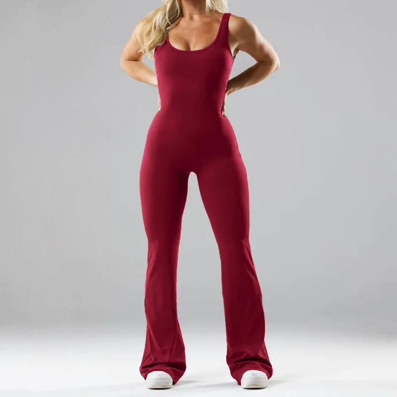 Scrunch Backless Seamless Flare Jumpsuit
