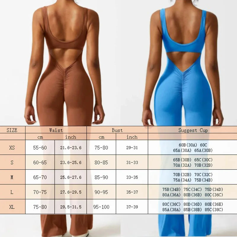 Scrunch Backless Seamless Flare Jumpsuit