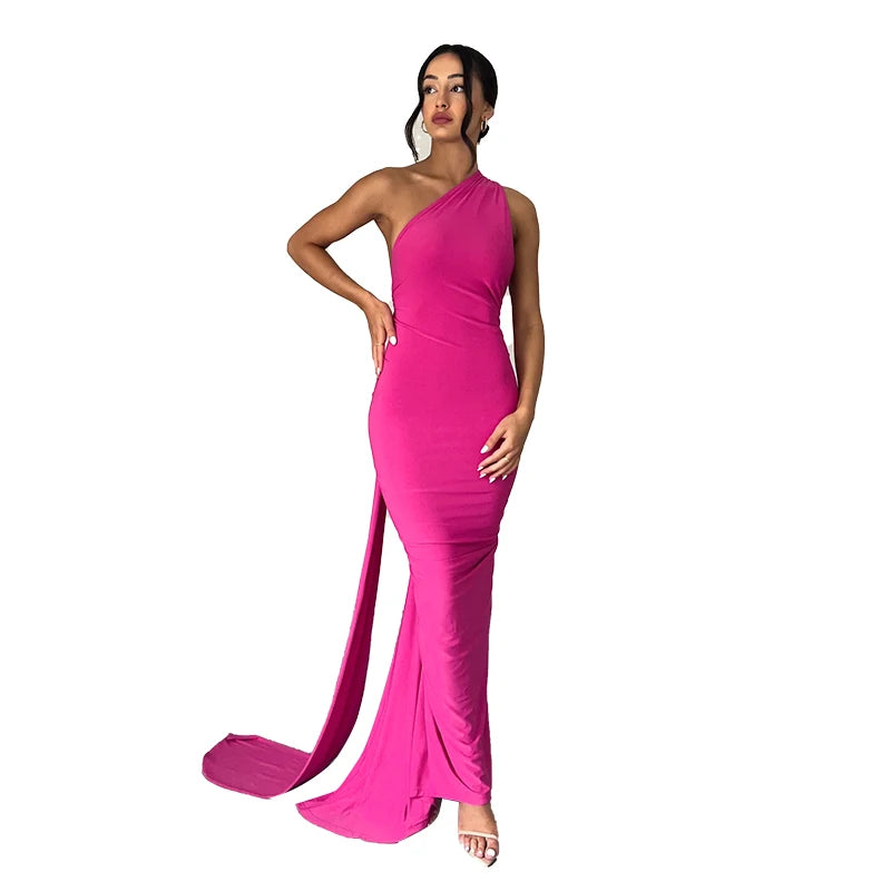 Backless Scrunch Adjustable Shoulder Scarf Dress