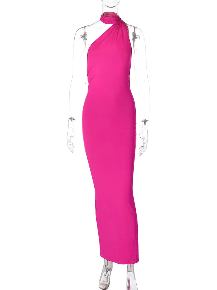Backless Scrunch Adjustable Shoulder Scarf Dress