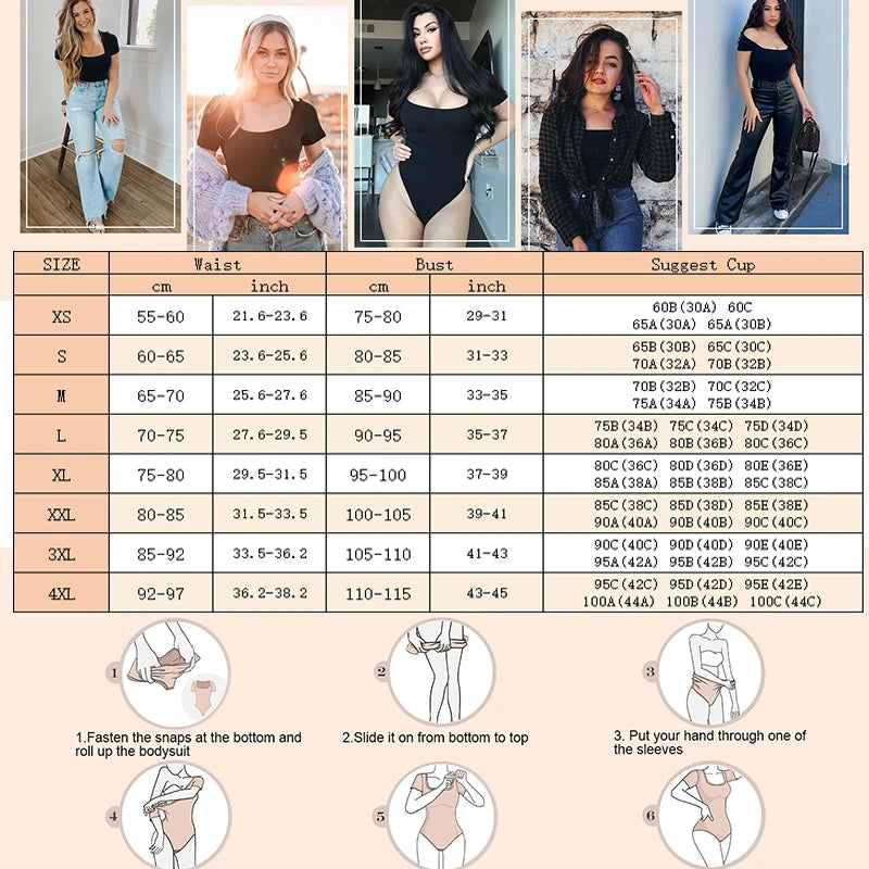 Short Sleeve U Neck Tummy Control Thong Bodysuit
