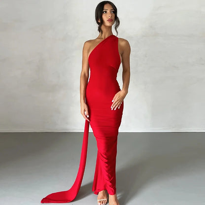 Backless Scrunch Adjustable Shoulder Scarf Dress
