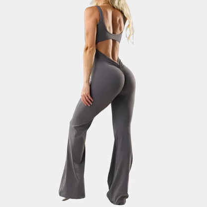 Scrunch Backless Seamless Flare Jumpsuit