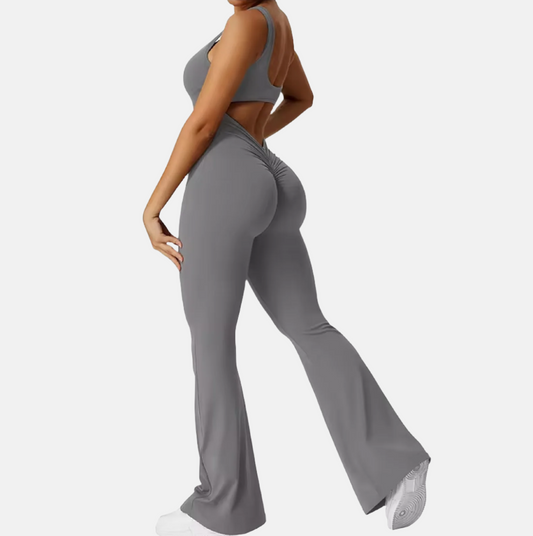 Scrunch Backless Seamless Flare Jumpsuit